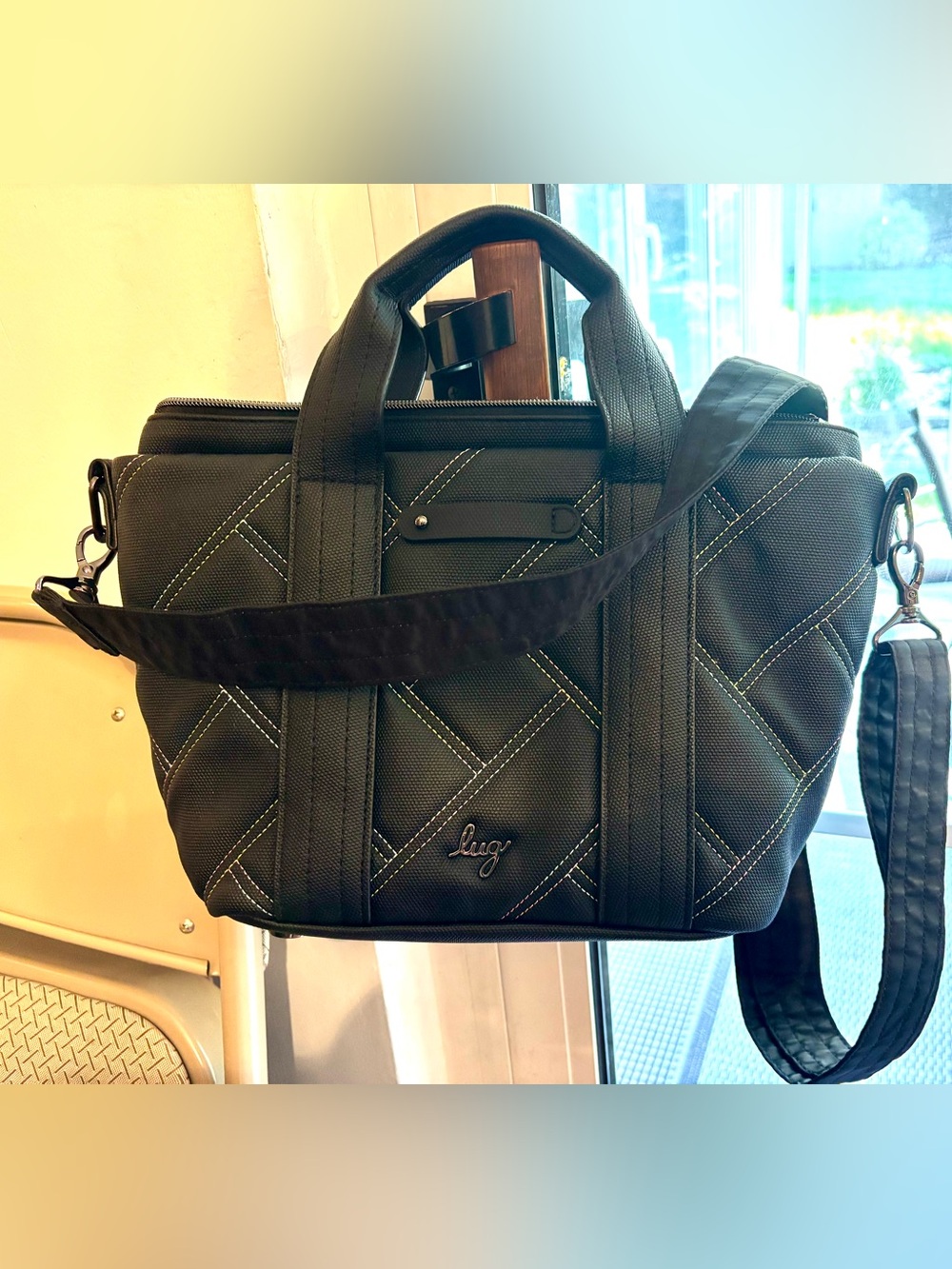 lug Dory Quilted Black  Bag with Detachable Strap
